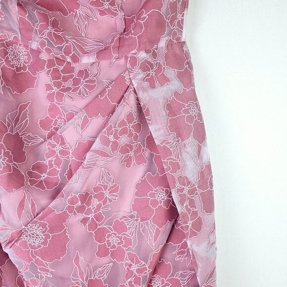 Lulu's Dreamy Vision Mauve Floral Burnout Jacquard Strapless Midi Dress, M, NWT - Picture 5 of 11